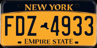 NY license plate FDZ4933