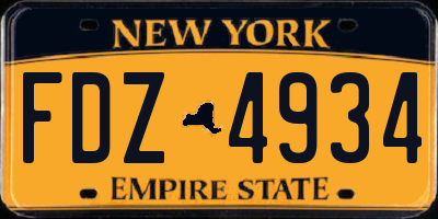 NY license plate FDZ4934