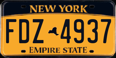 NY license plate FDZ4937
