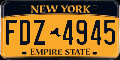 NY license plate FDZ4945