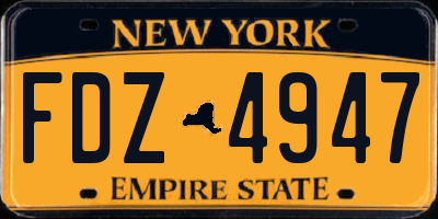 NY license plate FDZ4947