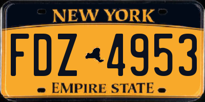 NY license plate FDZ4953