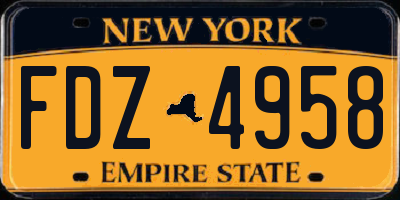 NY license plate FDZ4958