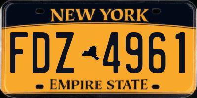 NY license plate FDZ4961