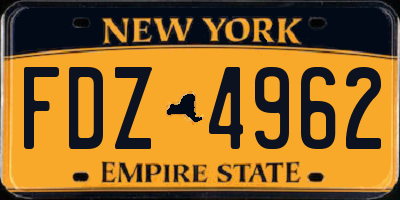 NY license plate FDZ4962