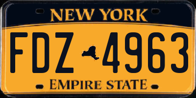 NY license plate FDZ4963