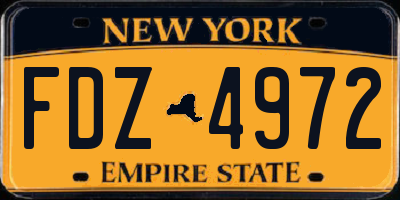 NY license plate FDZ4972