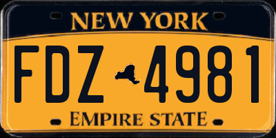 NY license plate FDZ4981