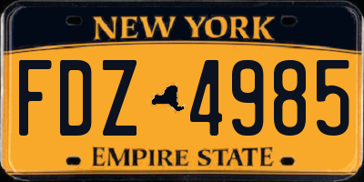 NY license plate FDZ4985