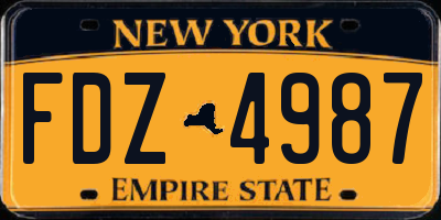 NY license plate FDZ4987