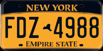 NY license plate FDZ4988
