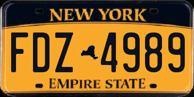 NY license plate FDZ4989