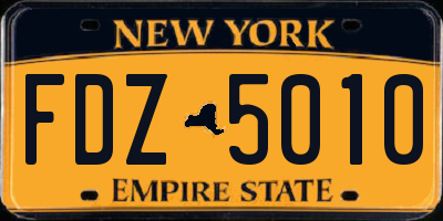 NY license plate FDZ5010