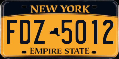 NY license plate FDZ5012