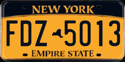NY license plate FDZ5013