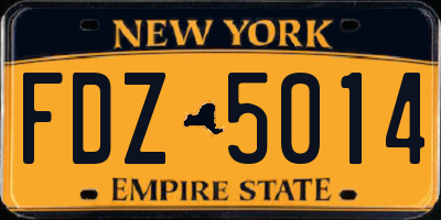 NY license plate FDZ5014