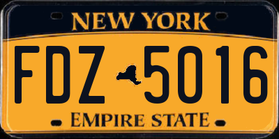 NY license plate FDZ5016