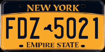 NY license plate FDZ5021