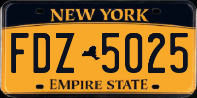 NY license plate FDZ5025