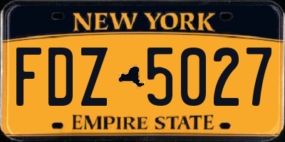 NY license plate FDZ5027