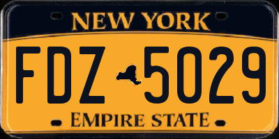 NY license plate FDZ5029