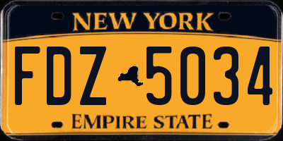NY license plate FDZ5034