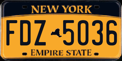 NY license plate FDZ5036