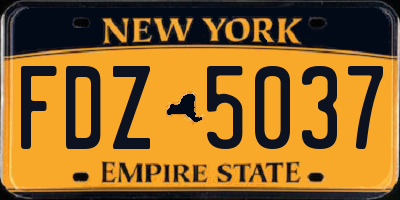 NY license plate FDZ5037