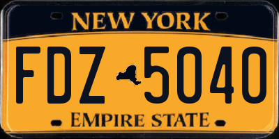 NY license plate FDZ5040