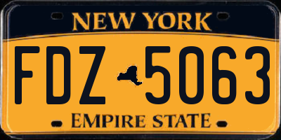 NY license plate FDZ5063