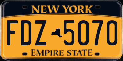 NY license plate FDZ5070