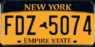 NY license plate FDZ5074