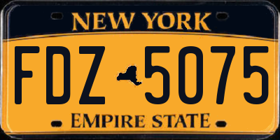 NY license plate FDZ5075