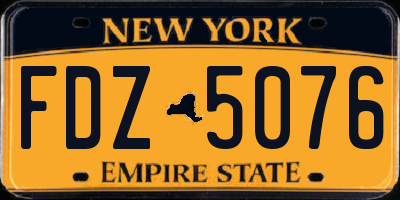 NY license plate FDZ5076