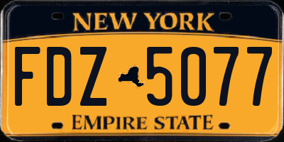 NY license plate FDZ5077