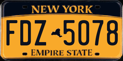 NY license plate FDZ5078