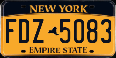 NY license plate FDZ5083