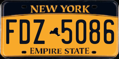 NY license plate FDZ5086