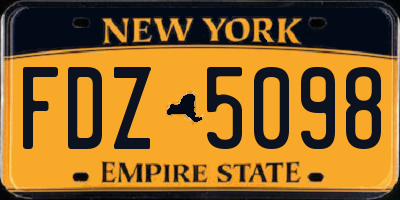 NY license plate FDZ5098