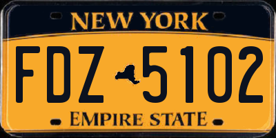 NY license plate FDZ5102