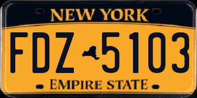 NY license plate FDZ5103