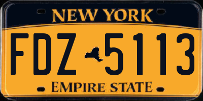 NY license plate FDZ5113