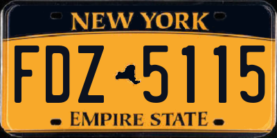 NY license plate FDZ5115