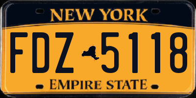 NY license plate FDZ5118