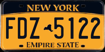 NY license plate FDZ5122