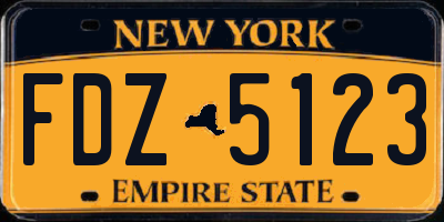 NY license plate FDZ5123