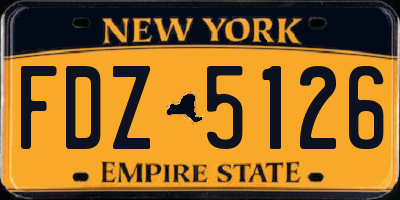NY license plate FDZ5126