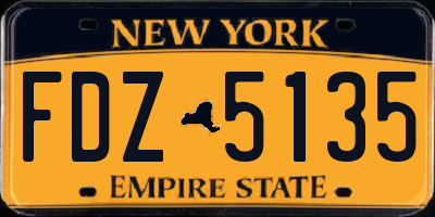 NY license plate FDZ5135