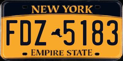 NY license plate FDZ5183