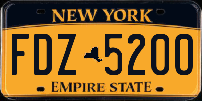 NY license plate FDZ5200